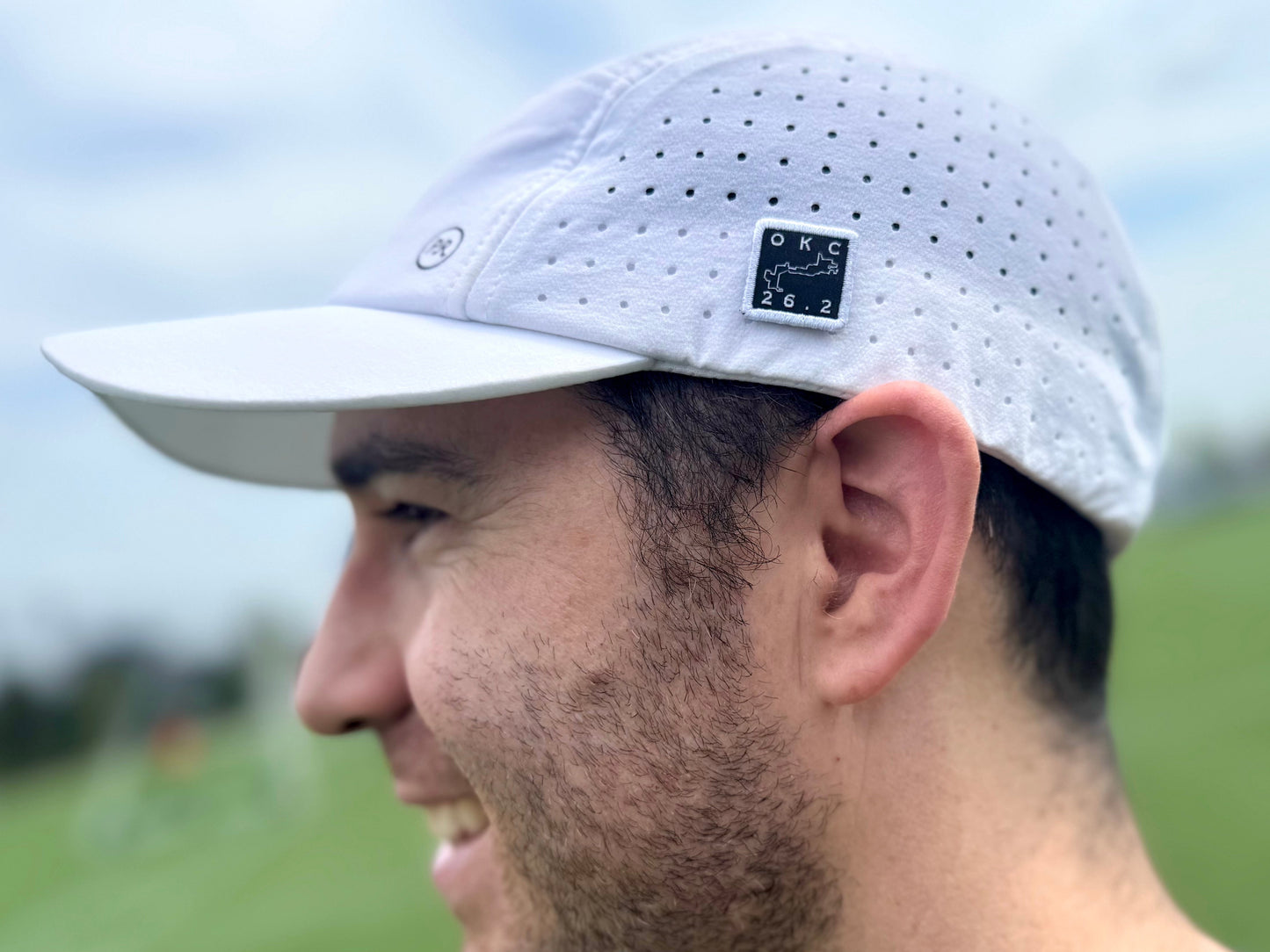 oklahoma city marathon on white running hat