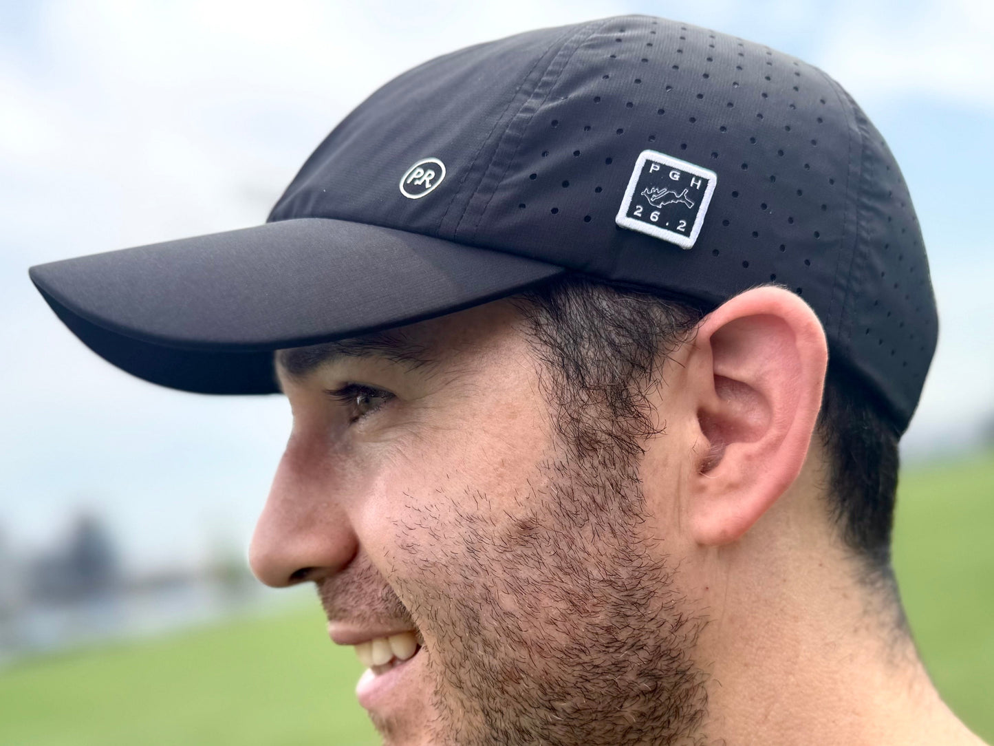 pittsburgh marathon on black runner hat