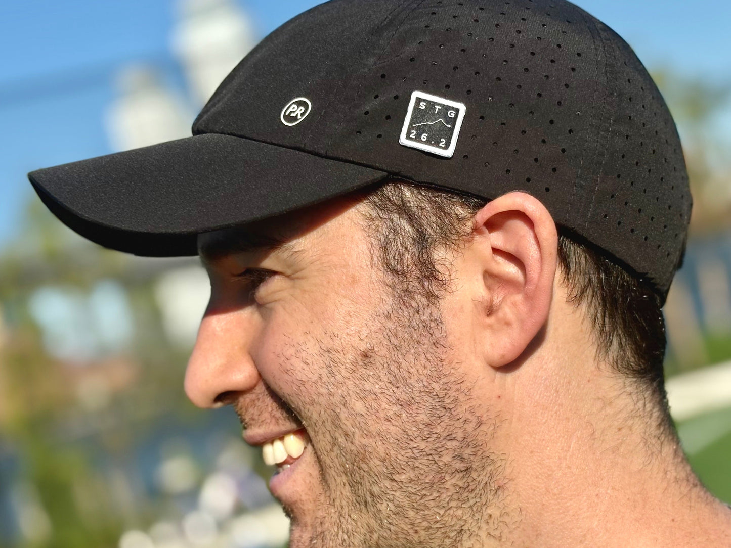 St. George marathon hat on guy